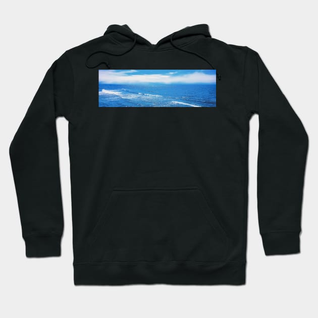 Waves of the blue sea. Horizon and sky with clouds. Picture from photo Hoodie by EvgeniiV